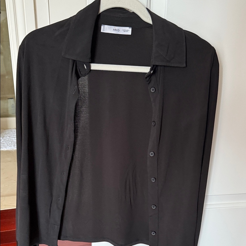 Mango Classic Black Button-Up Shirt